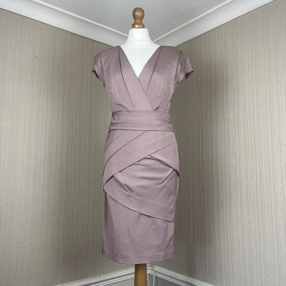 Reiss Shola Lola Nude Dress Size UK10 Layered ASO Royal PoW Princess Obama Beige - Picture 1 of 12